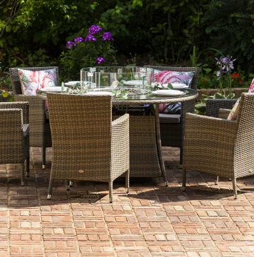 Sandringham 6 Seat Round Dining Set with Fire Pit Table