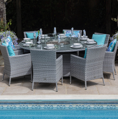 Sandringham 8 Seat Round Dining Set with Fire Pit Table